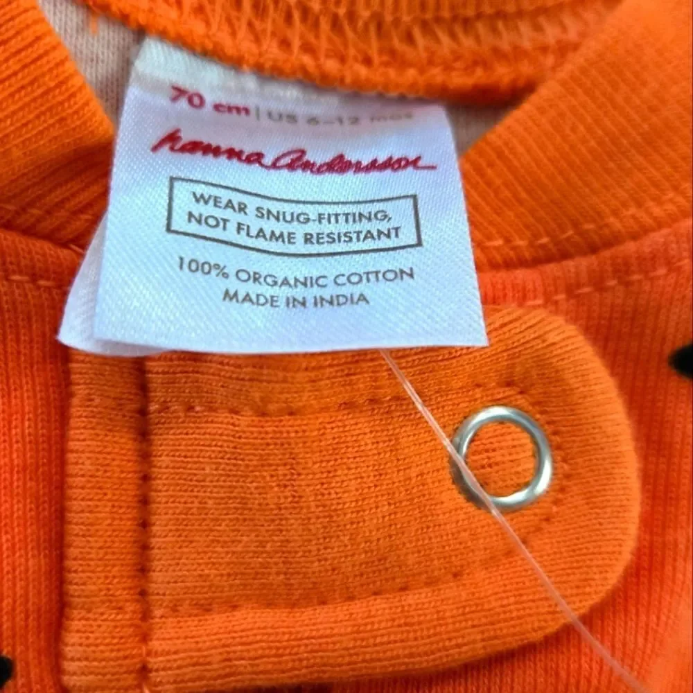NWT HANNAH ANDERSSON HALLOWEEN BABY ZIP SLEEPER SZ. 6-12 MONTHS.